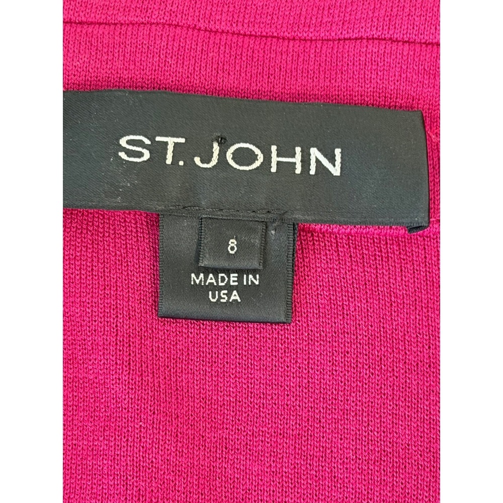 St John Knit Blazer Jacket 8 Pink Magenta Wool Blend Structured Career Luxury - Picture 5 of 6